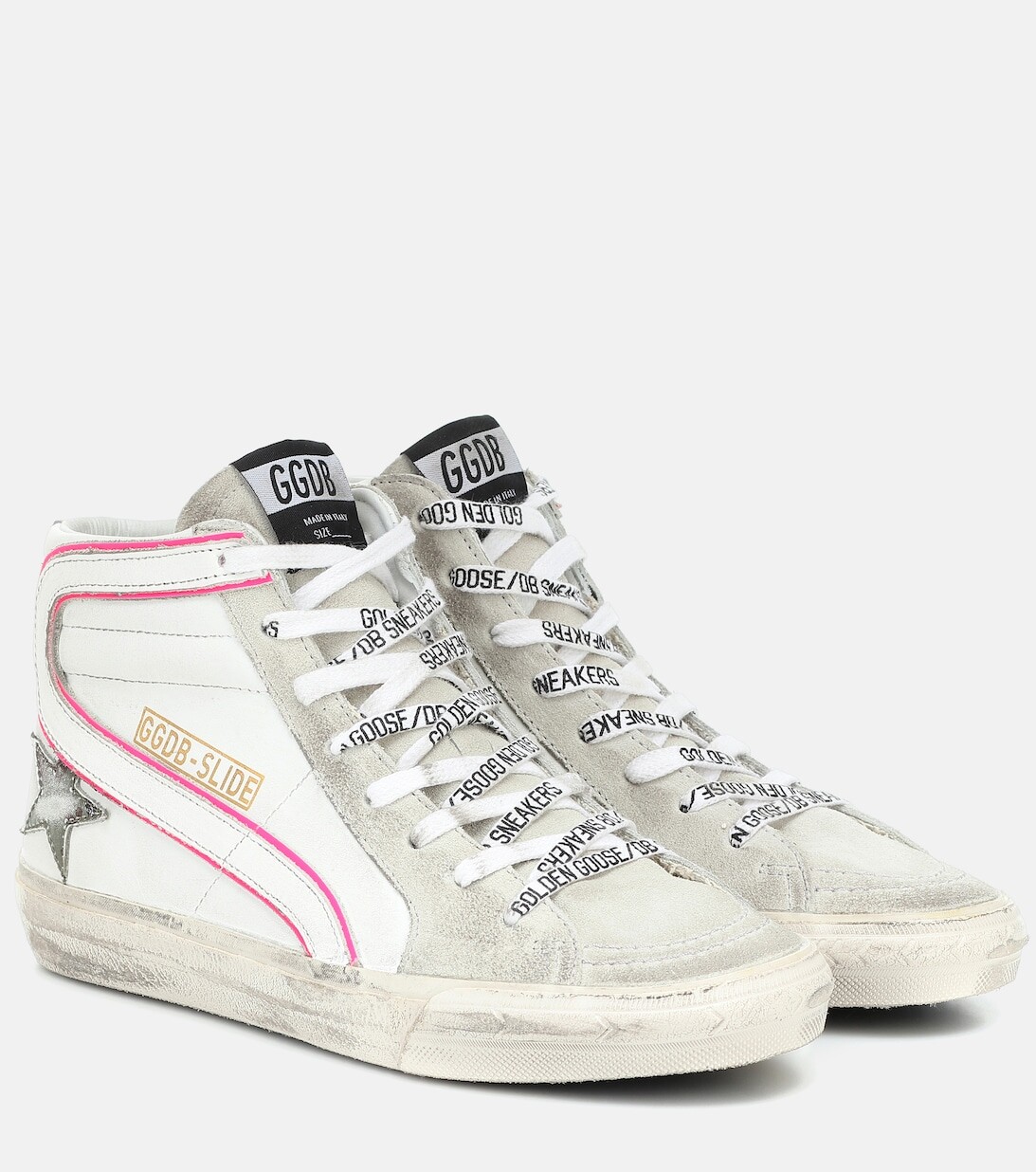 

Кроссовки Slide из кожи и замши Golden Goose, белый