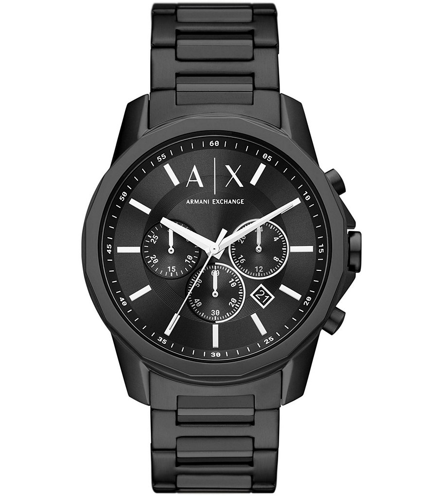 Armani Exchange Мужские Часы с Хронографом Черные Из Нержавеющей Стали, черный