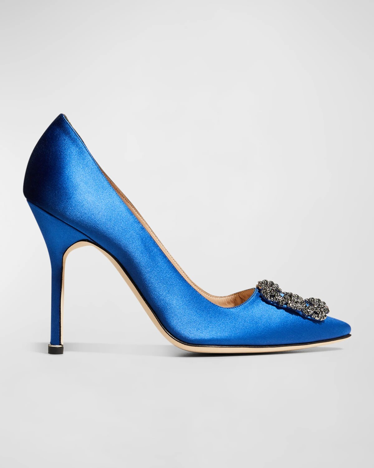 

Атласные туфли Hangisi на высоком каблуке 105 мм Manolo Blahnik, синий