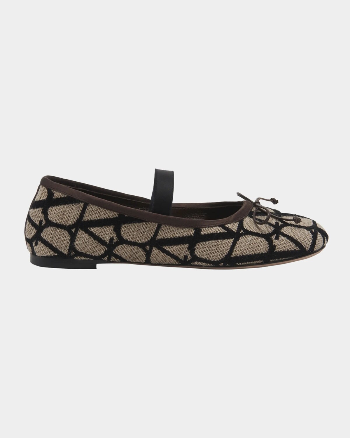 

Кожаные балетки Toile Iconograph Valentino Garavani, цвет Naturale Nero Fondant