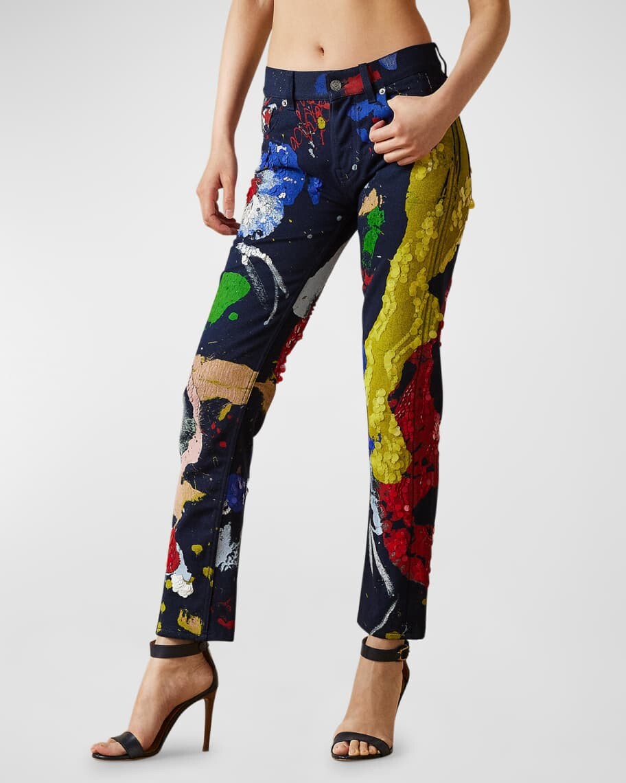 

Украшенные прямые джинсовые брюки Paint Stroke 750 Ralph Lauren Collection