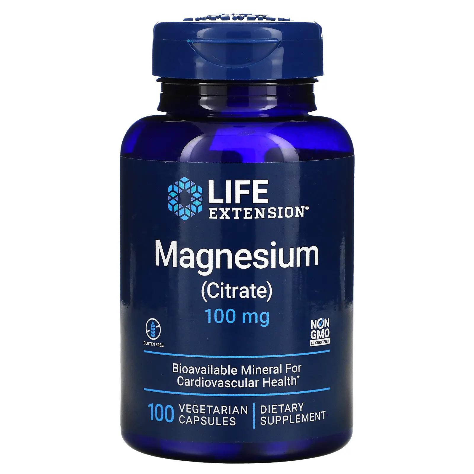 Life Extension Магний (цитрат) 160 мг 100 вегетарианских капсул nature s life магний 500 мг 250 вегетарианских капсул