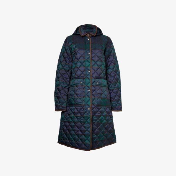 

Двустороннее стеганое пальто в клетку с капюшоном Polo Ralph Lauren, цвет holiday tartan/rl navy