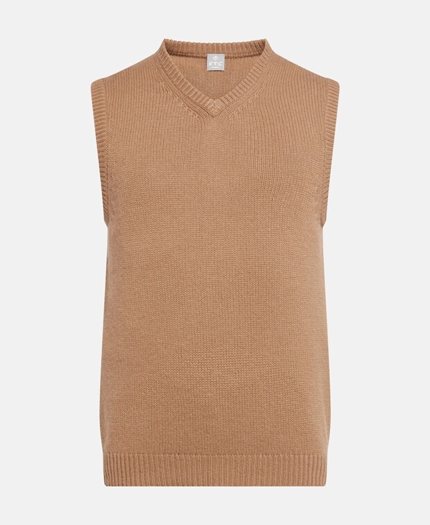 

Кашемировый пуловер без рукавов FTC Cashmere, кофе