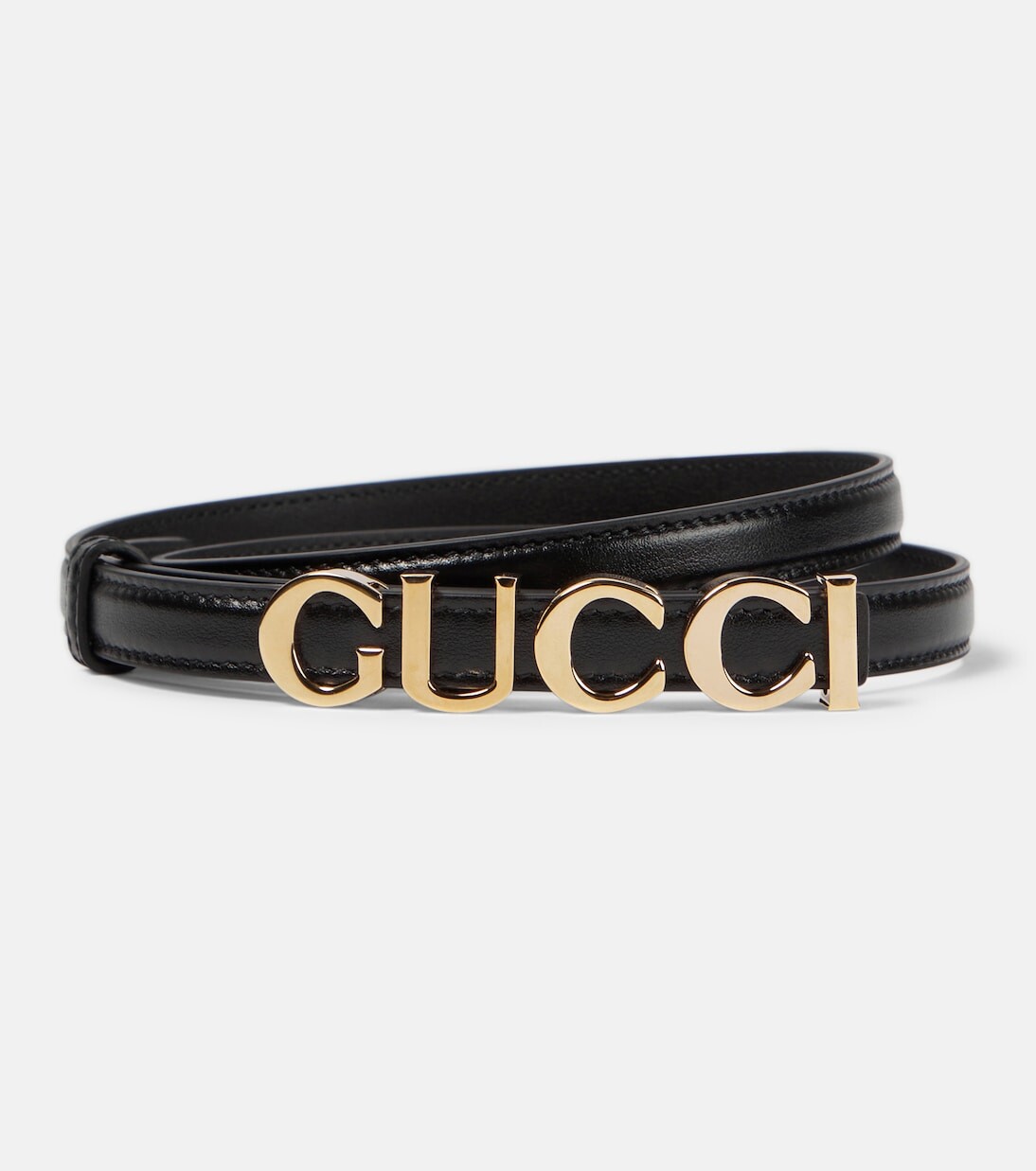 

Кожаная пряжка с логотипом Gucci, черный