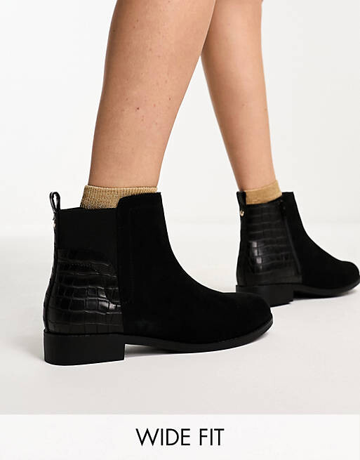 

Черные ботинки челси на плоской подошве New Look Wide Fit, Черный