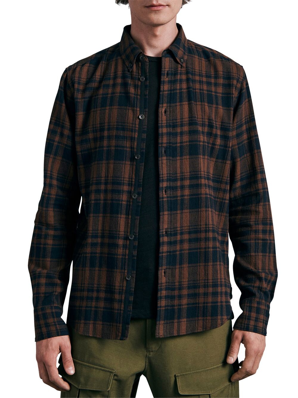 

Рубашка Fit 2 Tomlin в клетку с пуговицами спереди rag & bone, серый