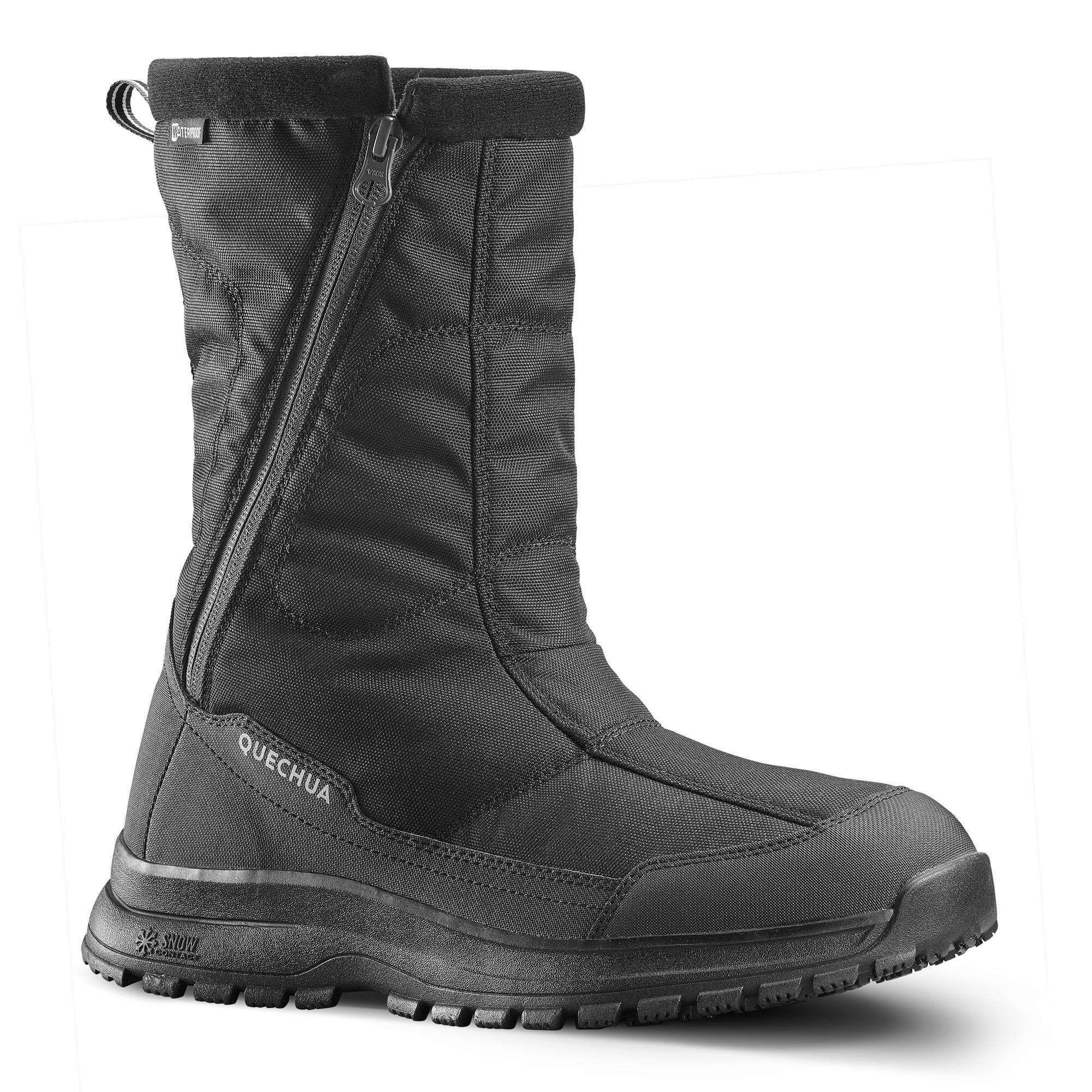 Теплые водонепроницаемые походные ботинки Decathlon — молния Sh100 Quechua, черный походные носки теплые высокие 2 пары зимние походные sh100 quechua цвет schwarz
