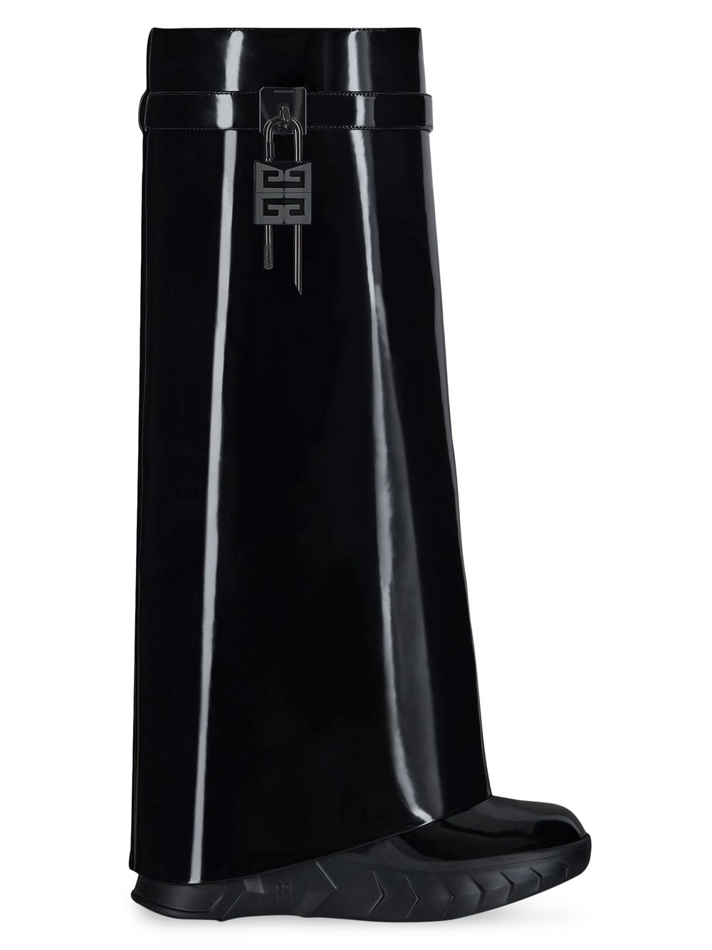 цена Байкерские ботинки Shark Lock из лакированной кожи Givenchy, черный