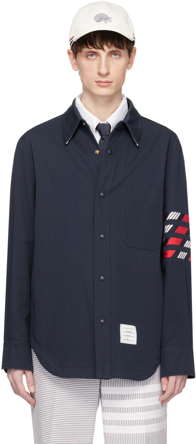 

Темно-синяя куртка с 4 полосами Thom Browne, цвет Navy
