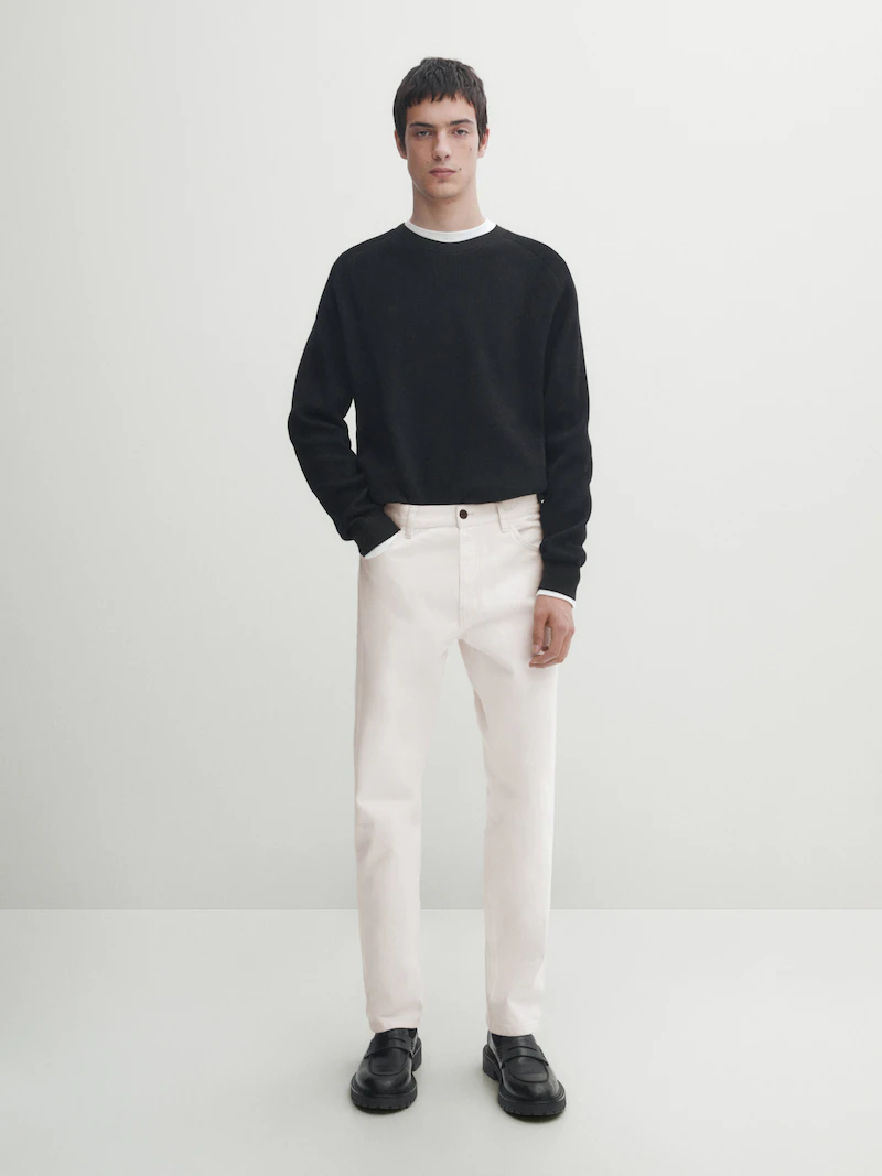

Трикотажный свитер с круглым вырезом Massimo Dutti, синий
