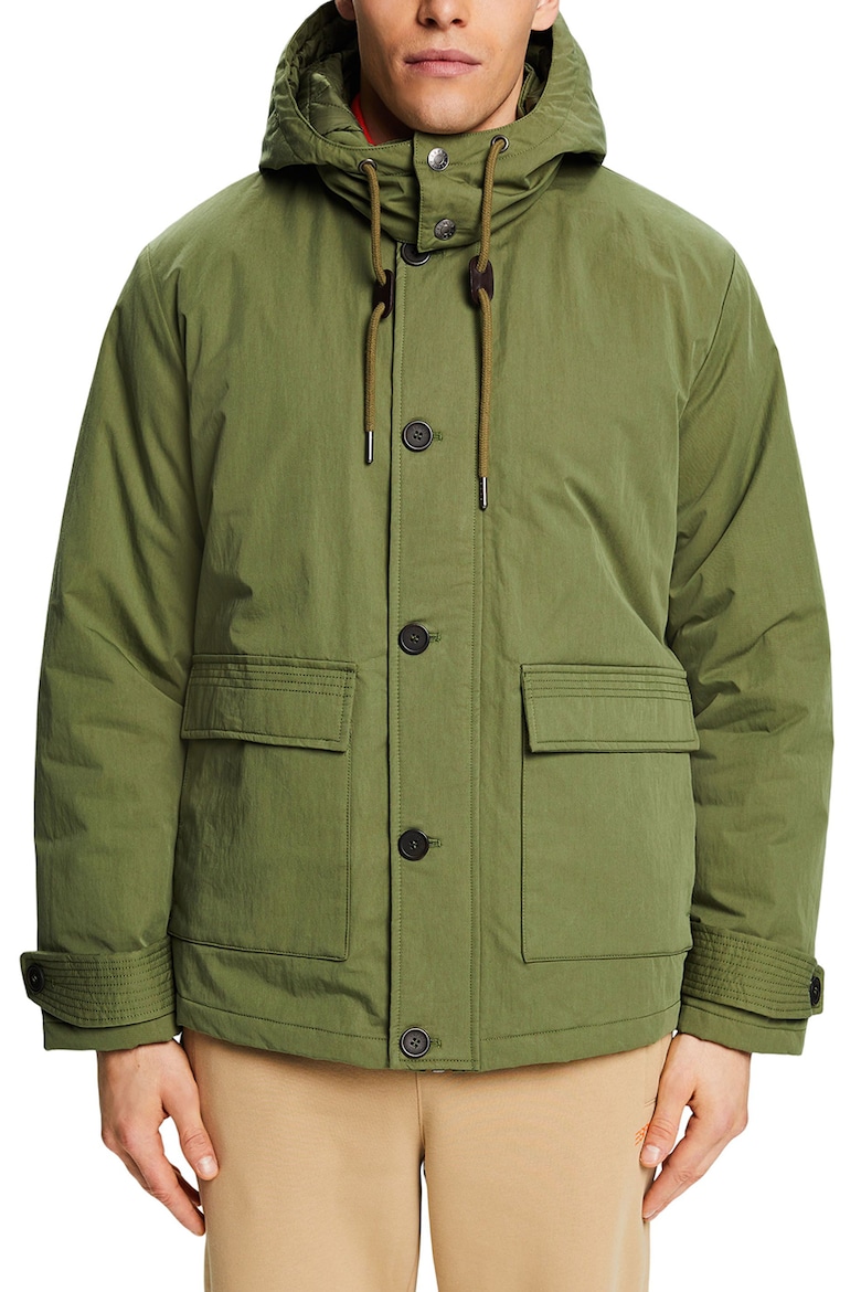 утепленная зимняя куртка с вшитыми карманами edc by esprit коричневый Зимняя парка с капюшоном и вшитыми карманами Esprit, зеленый