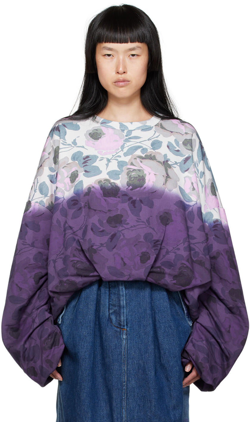 

Фиолетовый свитшот Dries Van Noten с розой, окрашенный методом погружения