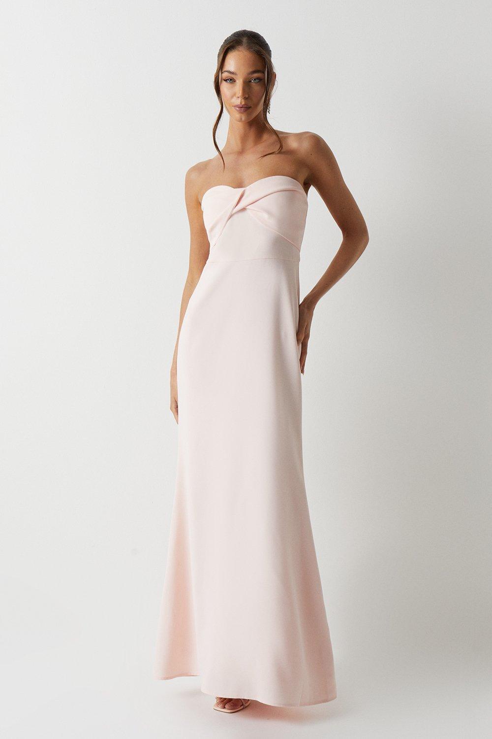 Платье подружки невесты из крепа с твист-бандо Coast, розовый