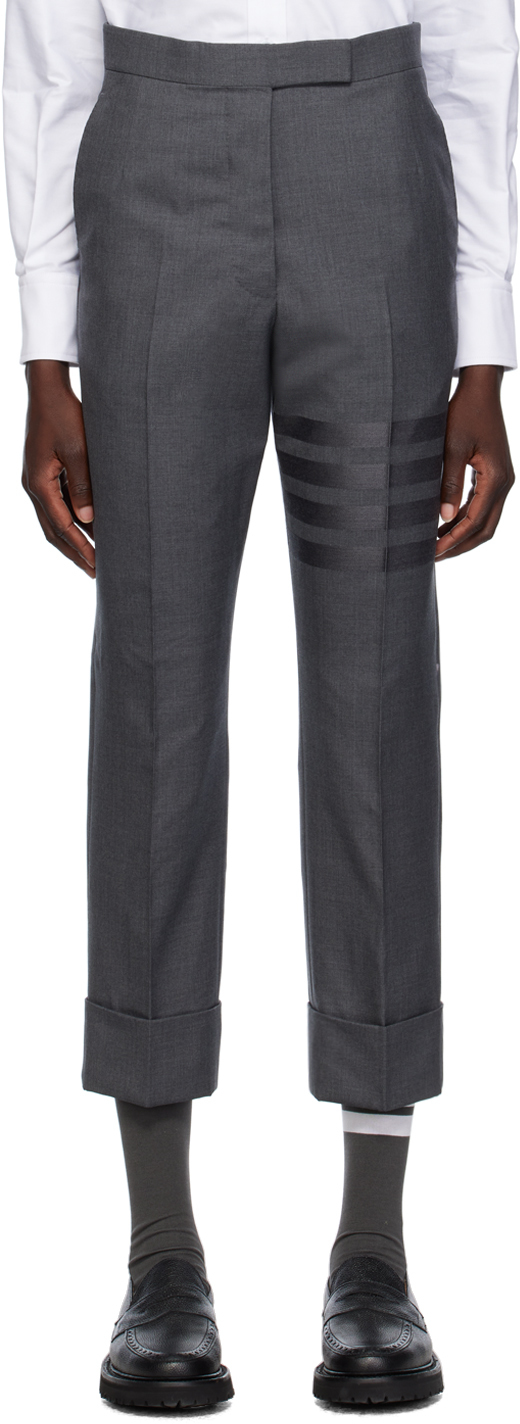Серые брюки с 4 полосками Thom Browne, цвет Dark grey