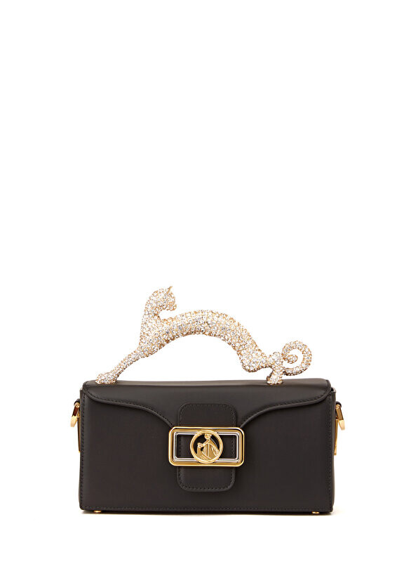 

Черная женская кожаная сумка с вышивкой камнями Lanvin