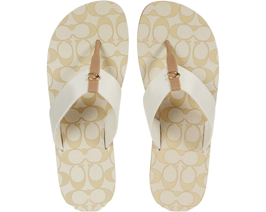 Сандалии COACH Zoe Flip-Flop, цвет Chalk Mixed Material