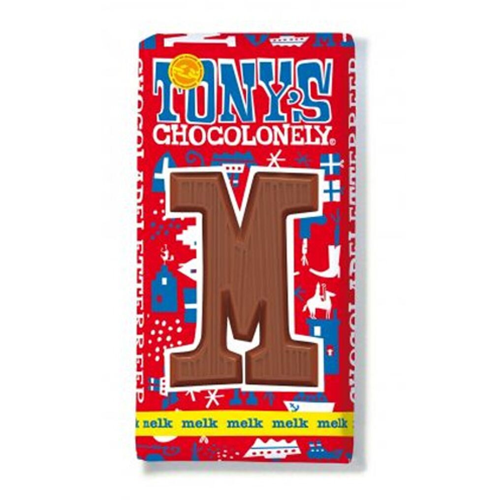 

Tony's Chocolonely - Шоколадный батончик с буквой цельномолочный "М" - 180г Tony'S Chocolony