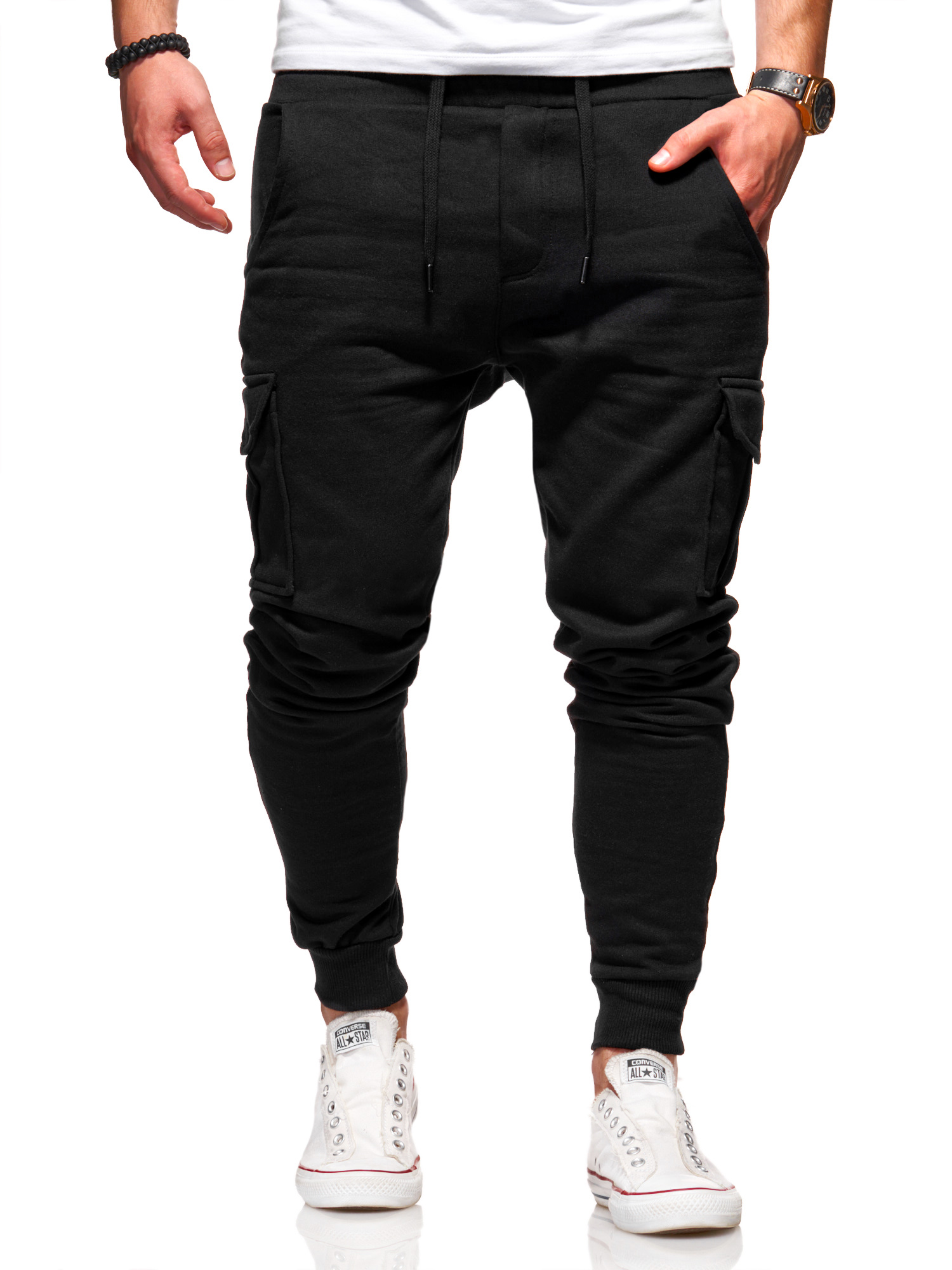 Тканевые брюки behype Jogging Combat, черный