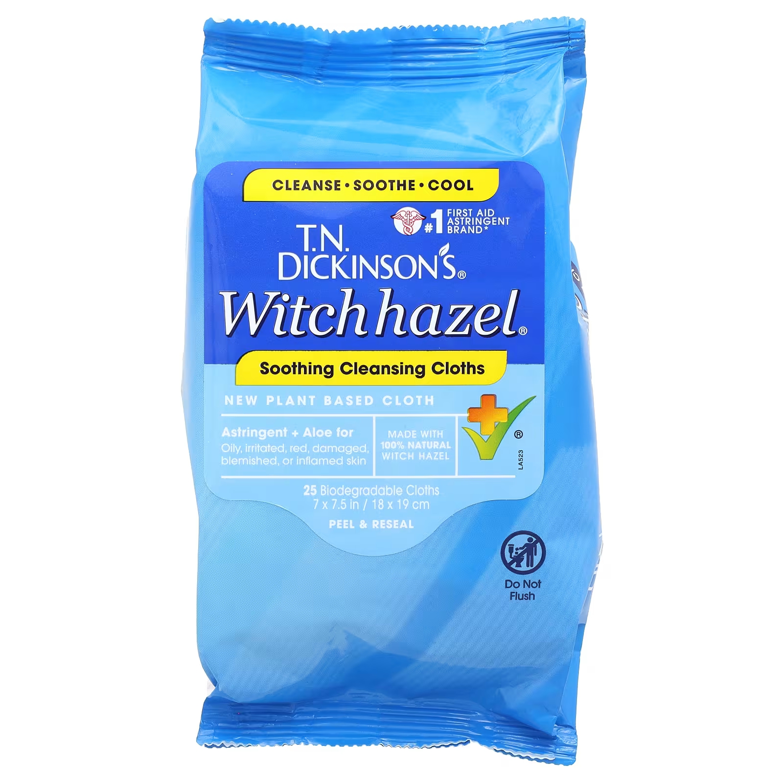 Салфетки успокаивающие очищающие Dickinson Brands Witch Hazel, 25 биоразлагаемых салфеток тоник dickinson brands original witch hazel 4 в 1 with eucalyptus 118 мл