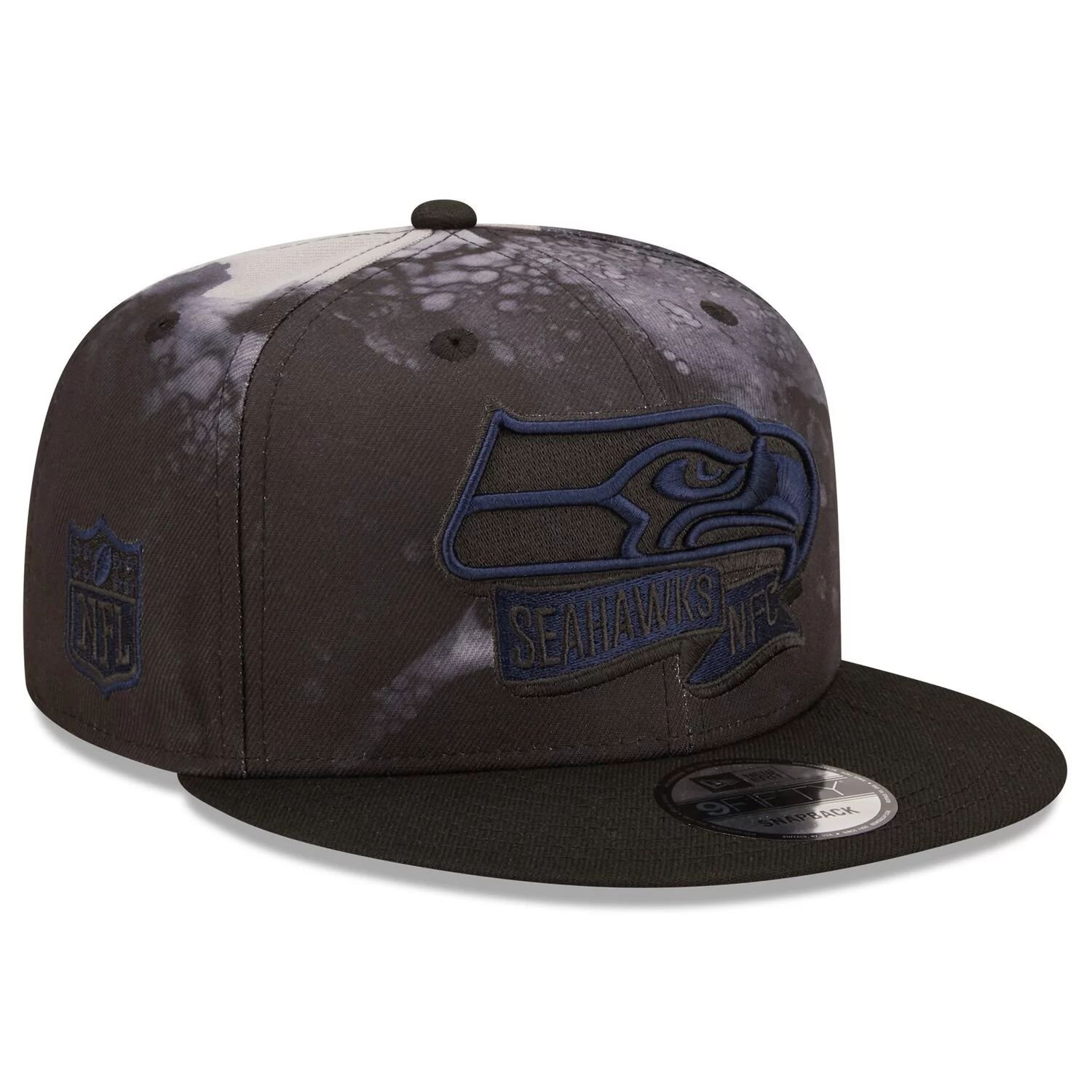 

Мужская кепка New Era Black Seattle Seahawks Ink Dye 2022 Sideline 9FIFTY Snapback