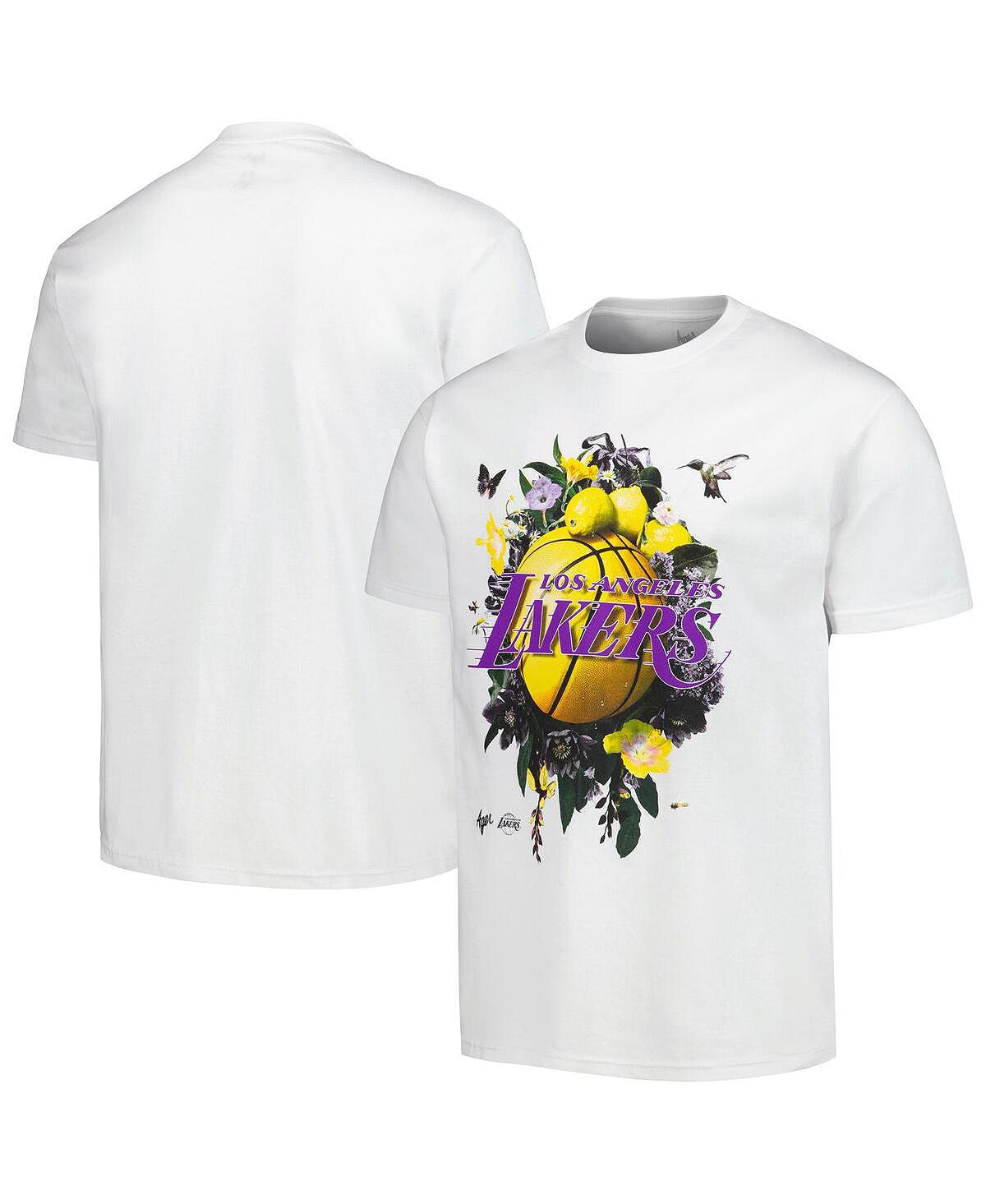 Мужская и женская белая футболка Los Angeles Lakers с надписью Artist Series NBA Exclusive Collection лос анджелес темная сторона