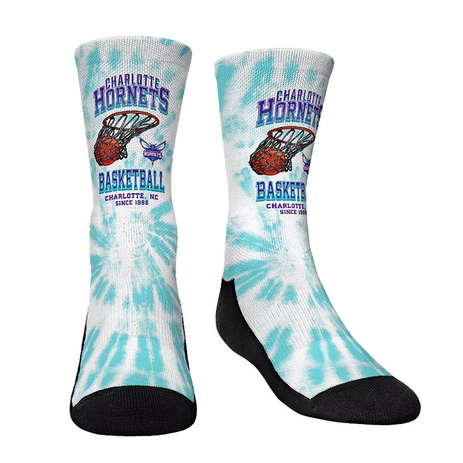 

Молодежные носки Rock Em Charlotte Hornets Vintage Hoop Crew Socks Unbranded
