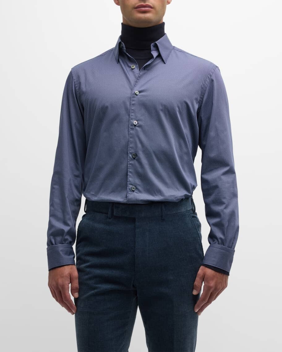 

Мужская хлопковая рубашка с микропринтом ZEGNA