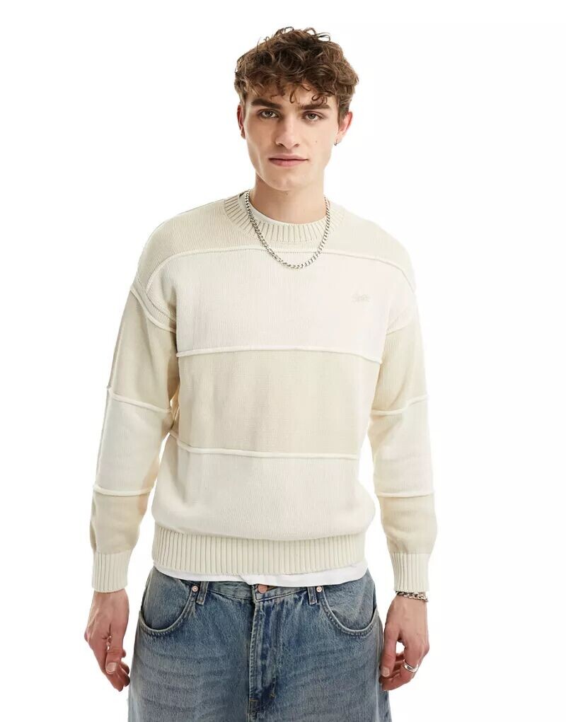 

Светло-песочный вязаный джемпер с окантовкой Pull&Bear