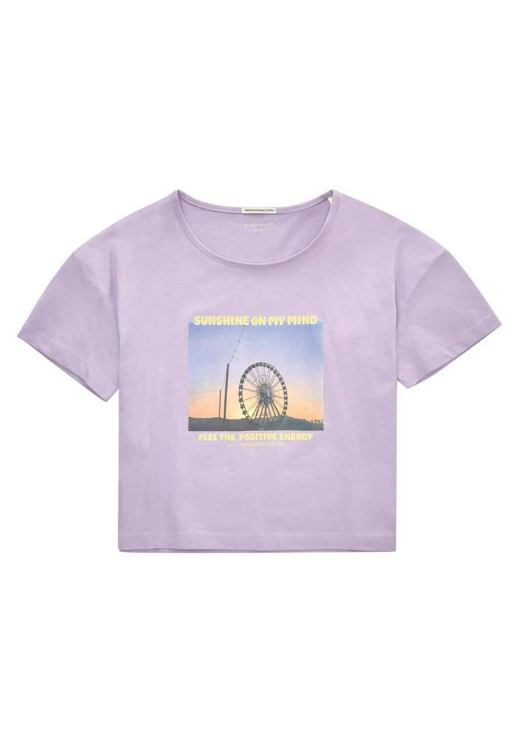 

Футболка с принтом CROPPED MIT PRINT TOM TAILOR, цвет lilac sky