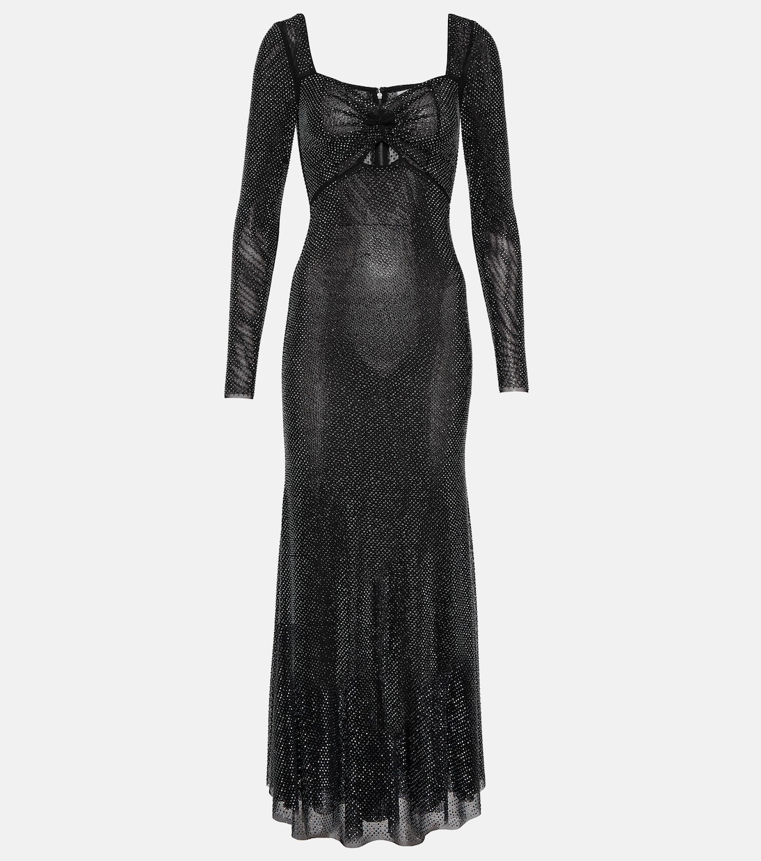 Сетчатое платье макси, украшенное кристаллами Self-Portrait, черный платье на одно плечо с кристаллами self portrait