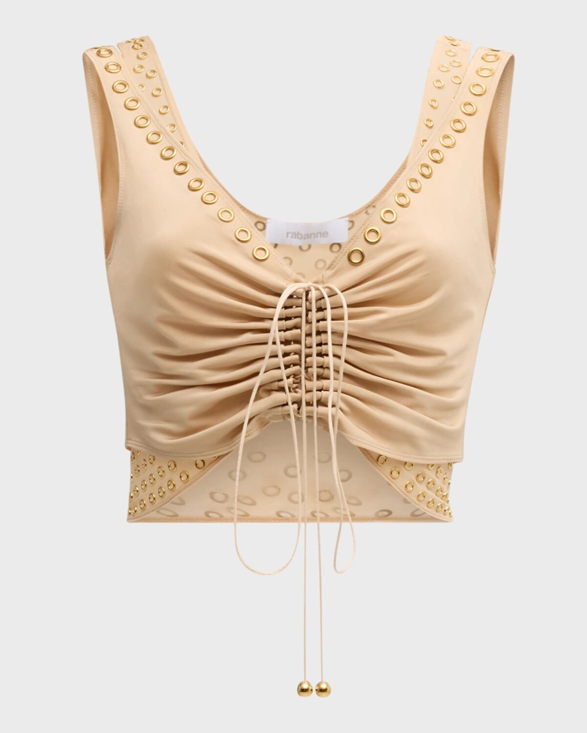 

Укороченный топ без рукавов с украшением Grommet Rabanne, цвет Raffia