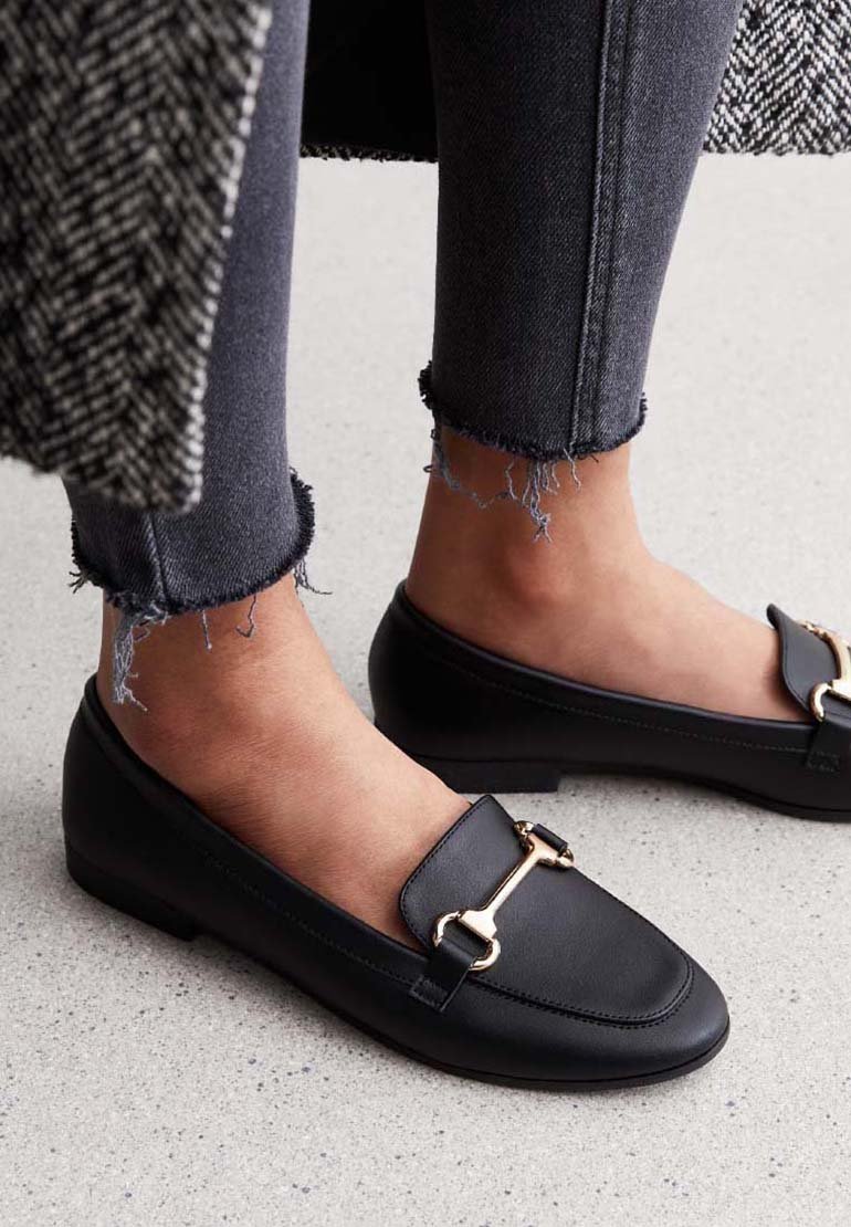 Балетки Look Snaffle Trim Loafers New Look, черный цена и фото