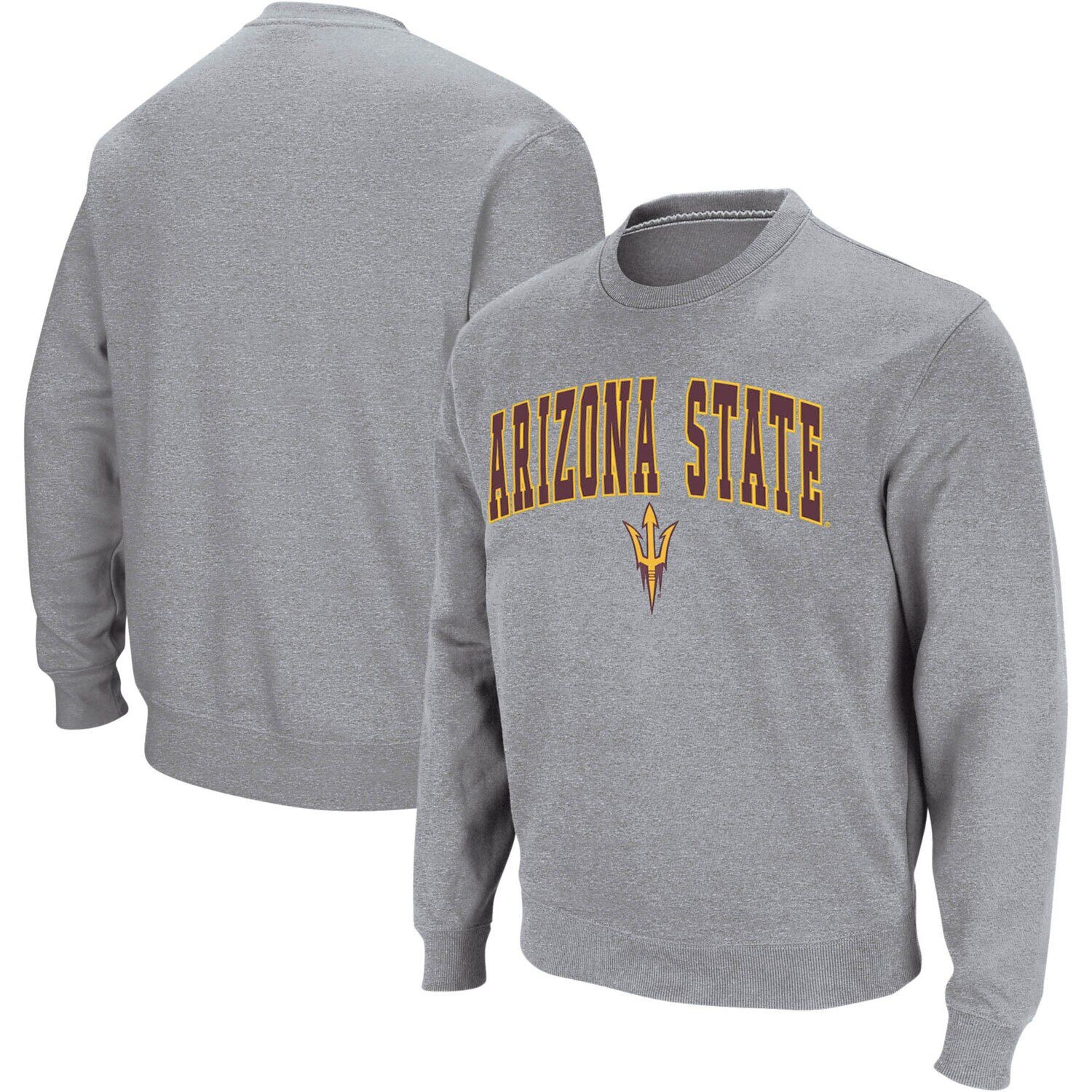 

Мужской свитшот с круглым вырезом с круглым вырезом и логотипом Heather Grey Arizona State Sun Devils Colosseum