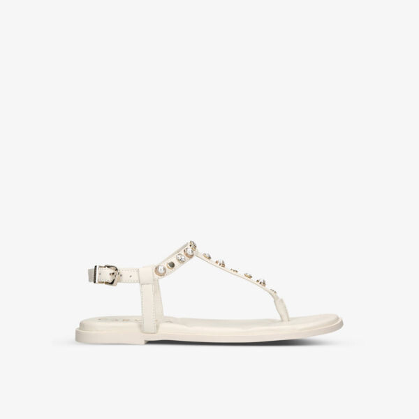 

Кожаные сандалии Precious с Т-образным ремешком и жемчугом Carvela, цвет bone
