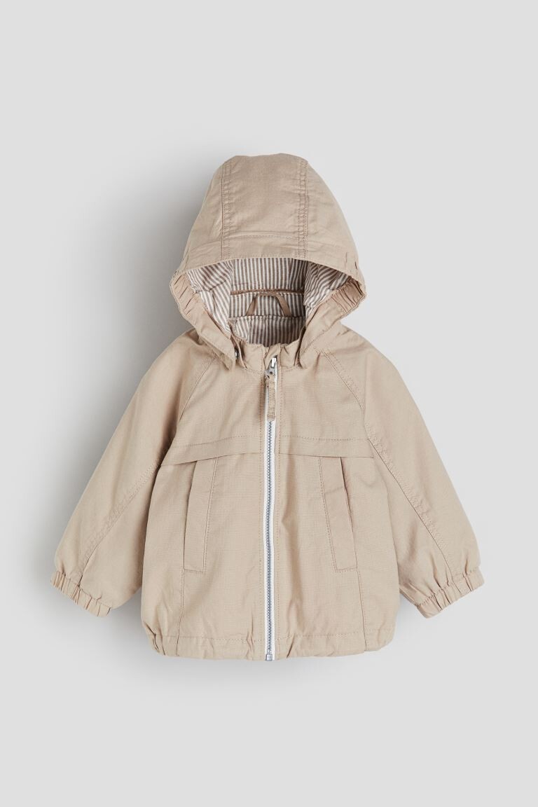 

Хлопковая куртка с капюшоном H&M, бежевый
