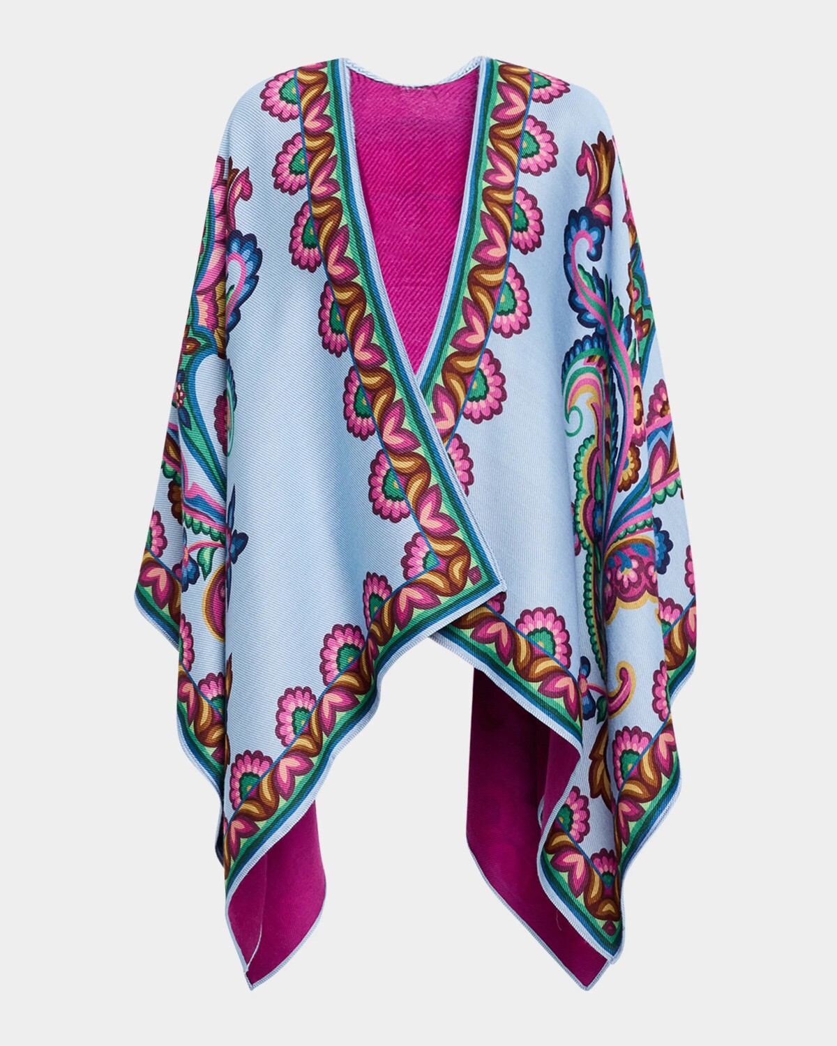 

Двусторонняя шерстяная накидка Garden с узором пейсли Etro, цвет Print On Pale Blue B