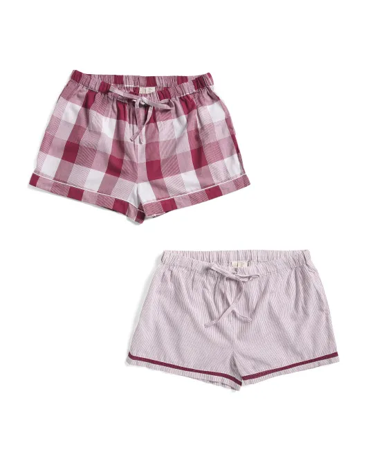 

2 шт. пижамных шорт в полоску и клетку Cynthia Rowley, цвет Cranberry