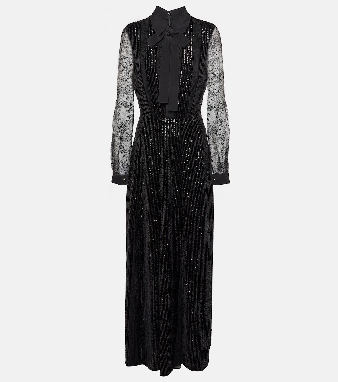 

Платье с пайетками и завязками на воротнике ELIE SAAB, черный