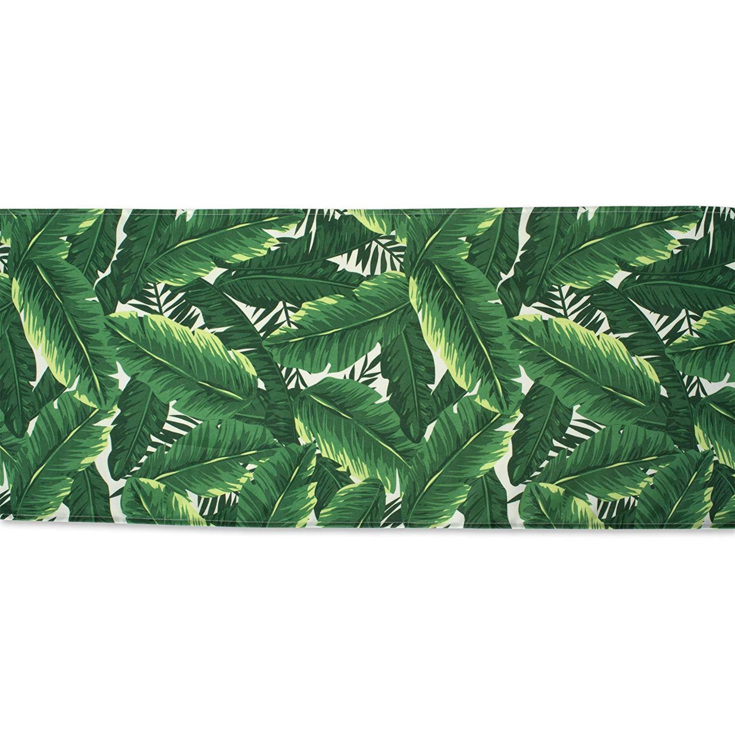 72-дюймовая прямоугольная дорожка для уличного стола с зелеными и белыми банановыми листьями