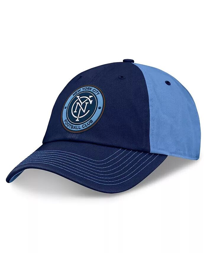 

Мужская темно-синяя/голубая регулируемая кепка New York City FC Iconic Blocked Fundamental Fanatics, синий