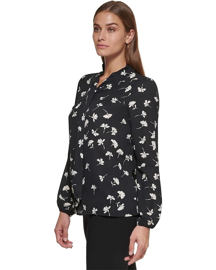 

Блуза DKNY Long Sleeve Bow Tie, черный/белый