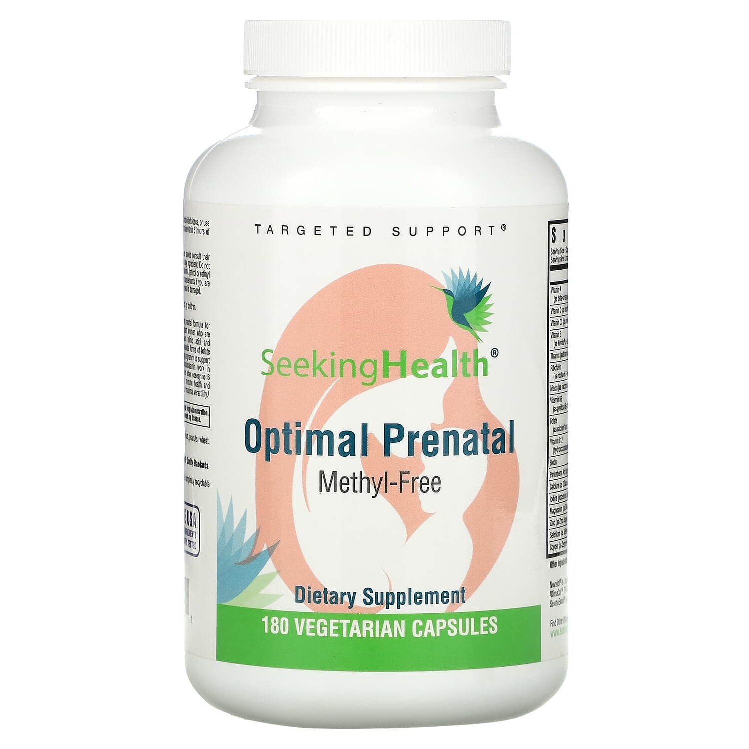 

Optimal Prenatal, безметила, 180 вегетарианских капсул, Seeking Health