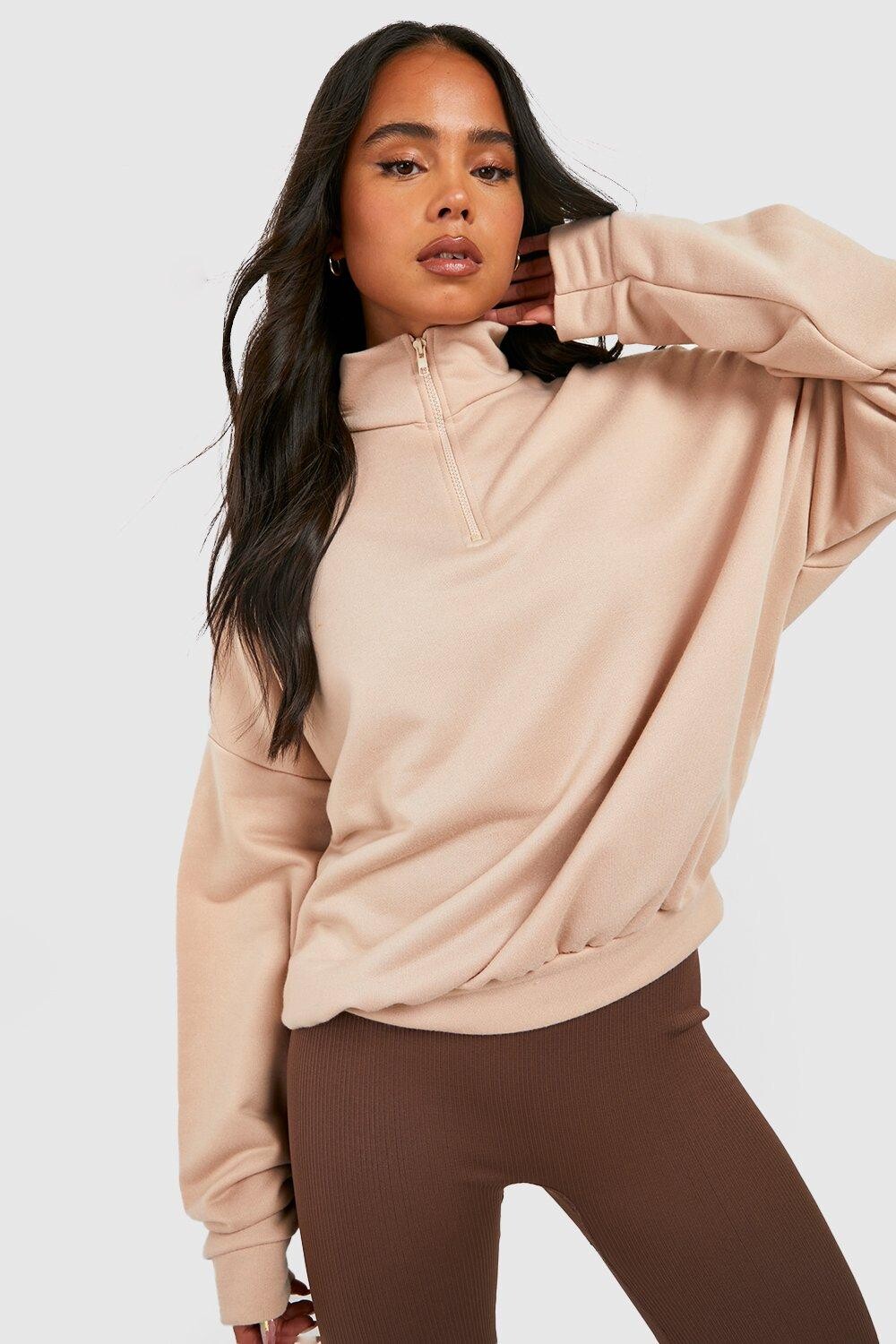 

Базовый свитер на половине молнии petite Boohoo, серый