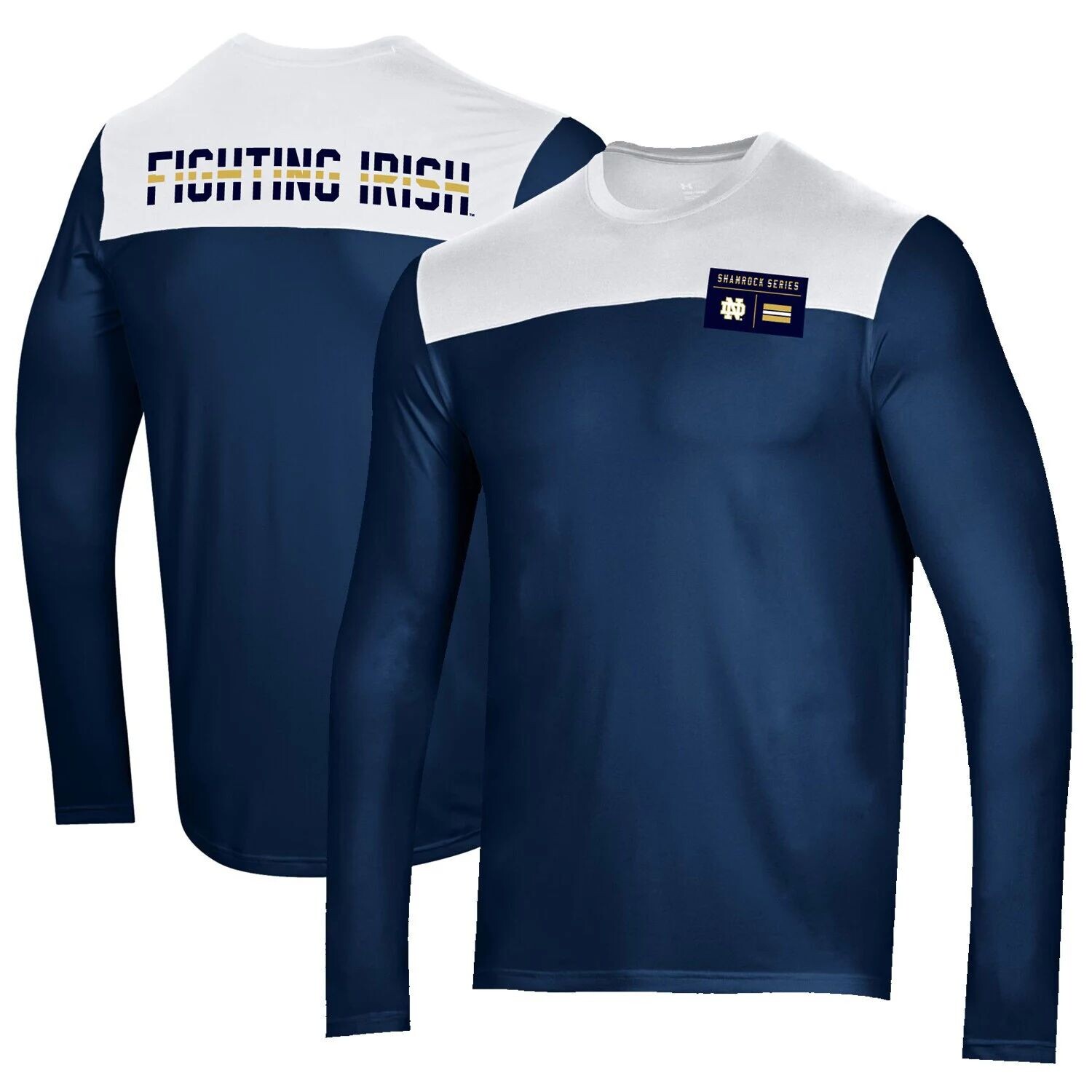 

Мужская темно-синяя футболка Under Armour Notre Dame Fighting Irish 2021 Shamrock Series с длинным рукавом