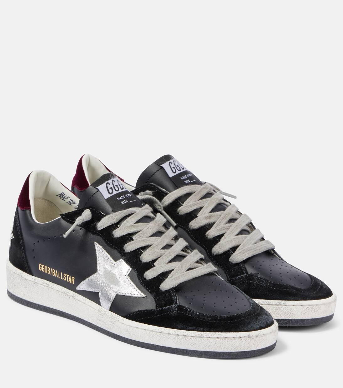

Кроссовки Ball Star из кожи и замши Golden Goose, цвет black/silver/deep red