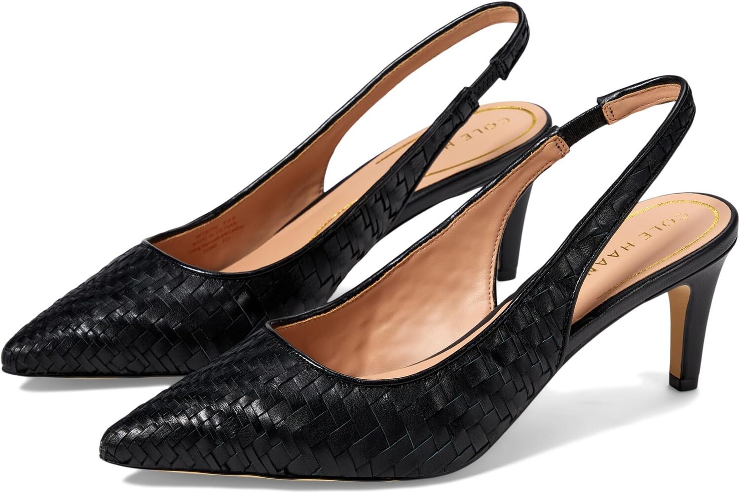 

Туфли Vandam Slingback Pump 65 mm Cole Haan, цвет Black Woven Leather