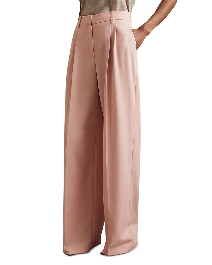

REISS Billie Широкие брюки со складками, розовый