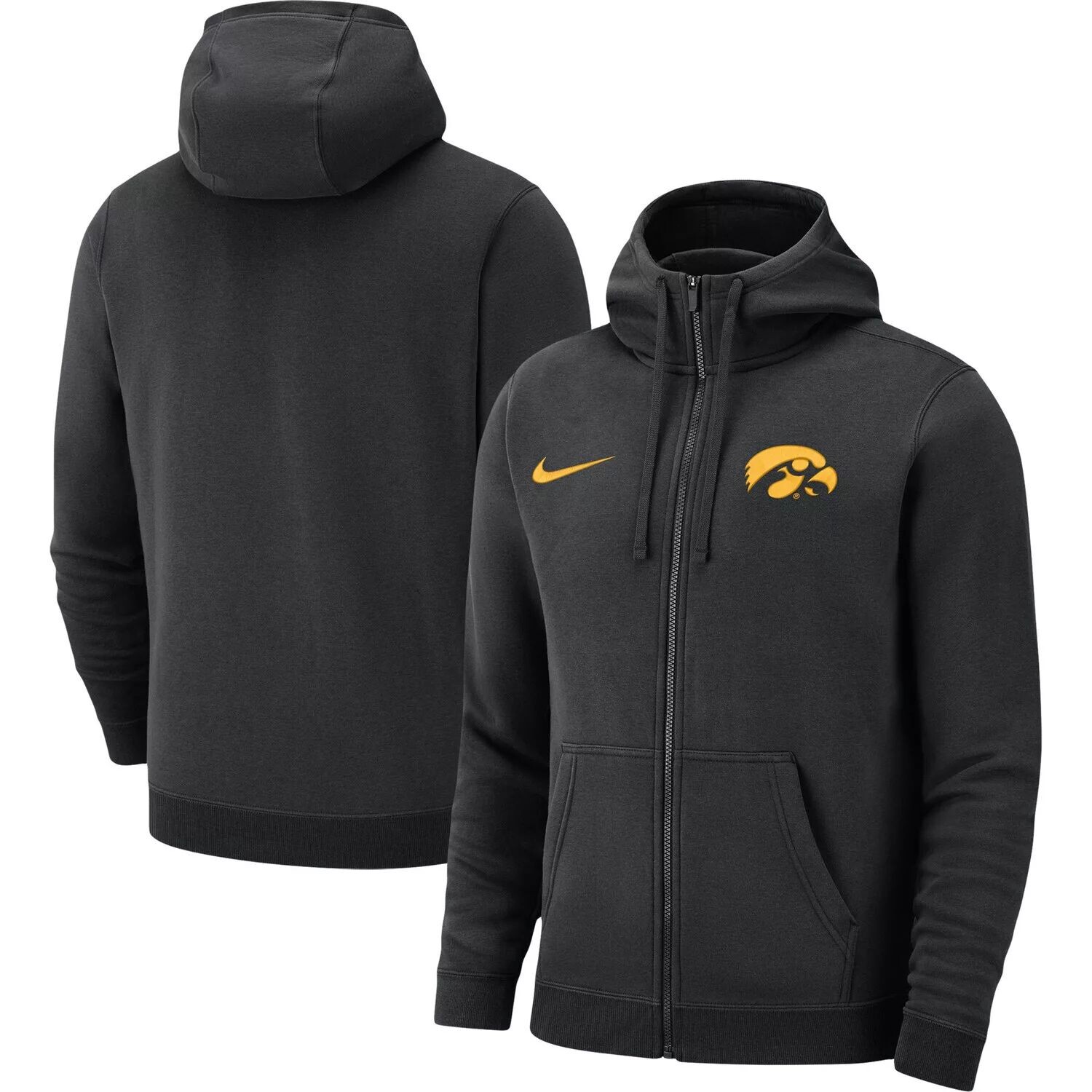 

Мужская черная толстовка с молнией во всю длину Iowa Hawkeyes Club Nike