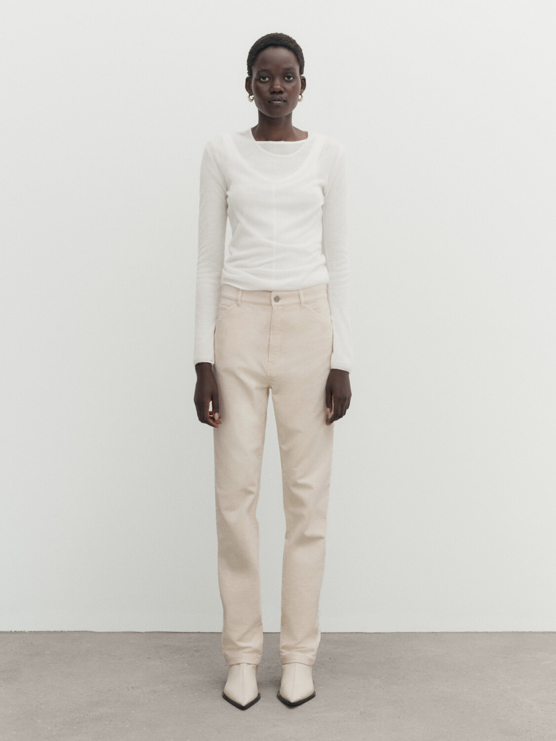 

Брюки прямого кроя Massimo Dutti, кремовый, Бежевый